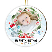 Personalized Baby First Christmas Elephant Circle Ornament NB103 30O28 thumb 1