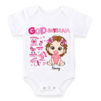 Personalized Gift For Baby God Says Baby Shower Theme Baby Onesie 31376 thumb 1