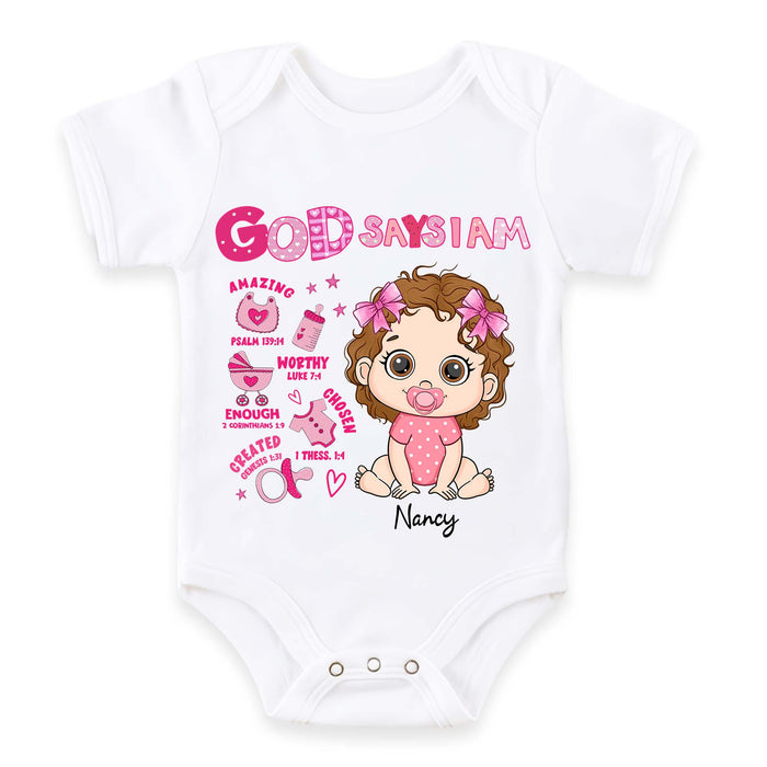 Personalized Gift For Baby God Says Baby Shower Theme Baby Onesie 31376 1