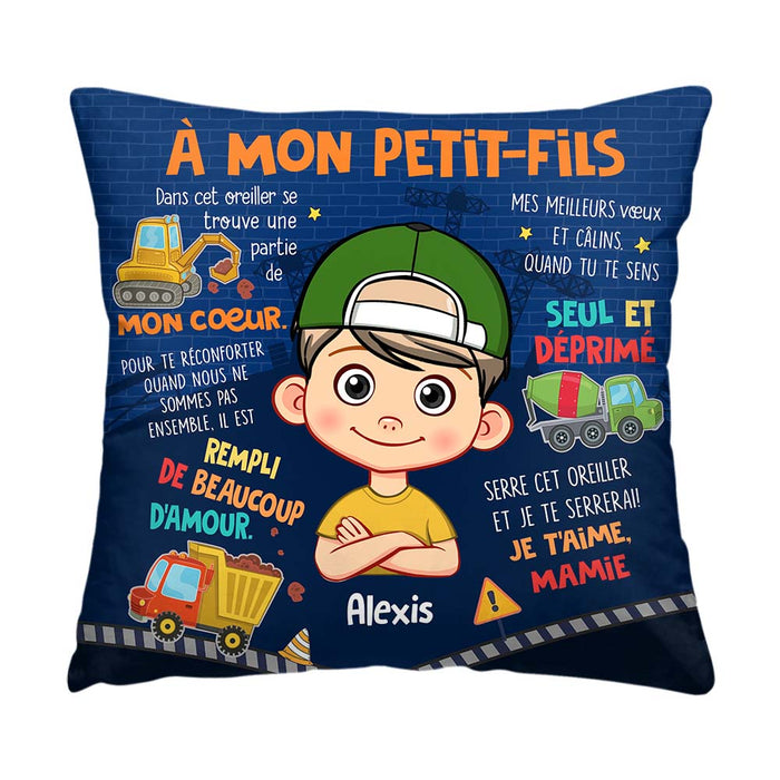 Personalized Gift For Grandson French Construction Pillow 30687 1