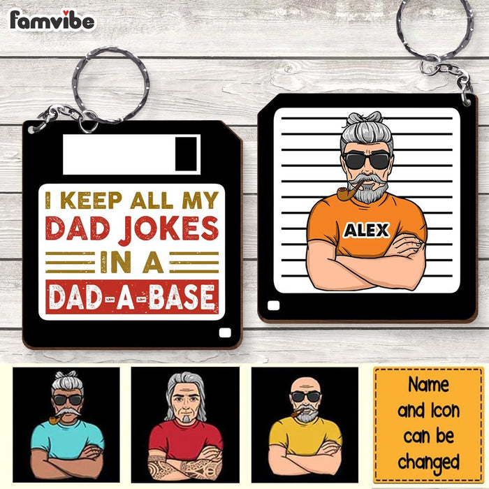 Personalized Dadabase Wood Keychain 24862 1