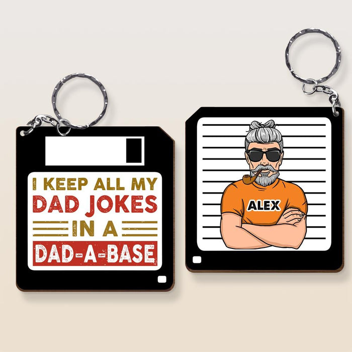 Personalized Dadabase Wood Keychain 24862 1