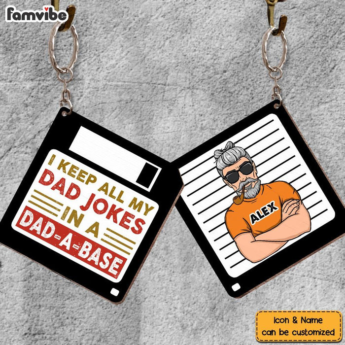Personalized Dadabase Wood Keychain 24862 1