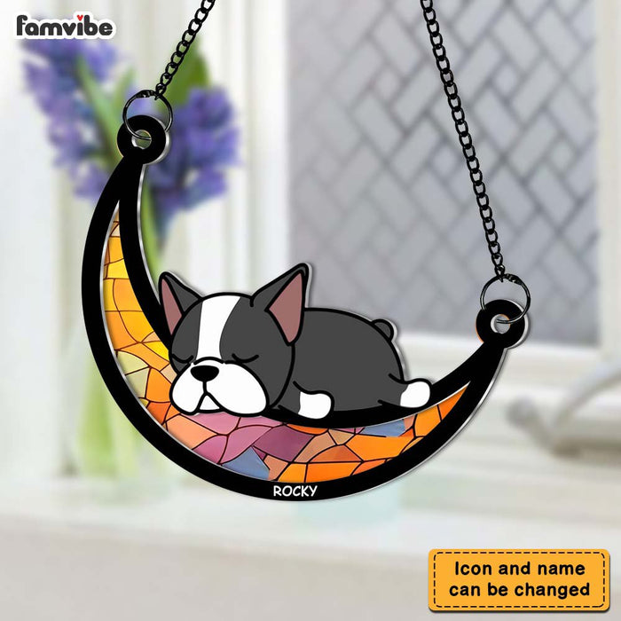 Personalized For Dad Pet Lovers Crossing The Rainbow Bridge Leaving Imprints On Our Hearts Acrylic Suncatcher Ornament 33608 1