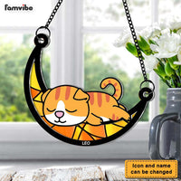 Personalized For Dad Pet Lovers Crossing The Rainbow Bridge Leaving Imprints On Our Hearts Acrylic Suncatcher Ornament 33608 thumb 1