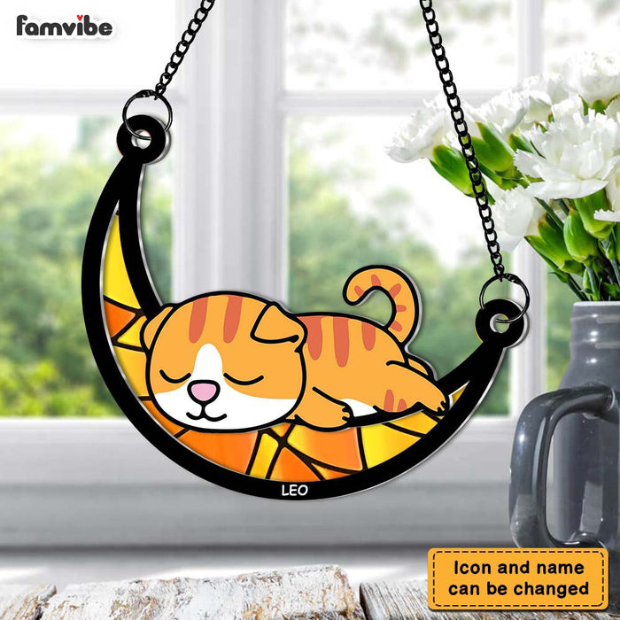 Personalized For Dad Pet Lovers Crossing The Rainbow Bridge Leaving Imprints On Our Hearts Acrylic Suncatcher Ornament 33608 1