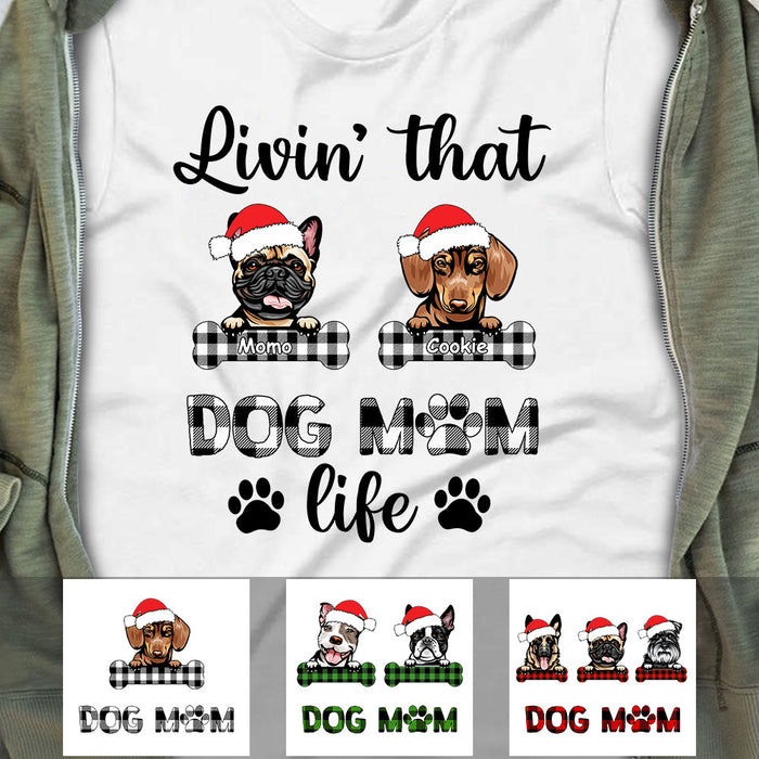 Personalized Livin That Dog Mom Life Christmas T Shirt OB191 30O58 1