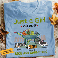 Personalized Just A Girl Loving Dogs & Gardening T Shirt MR171 95O58 thumb 1