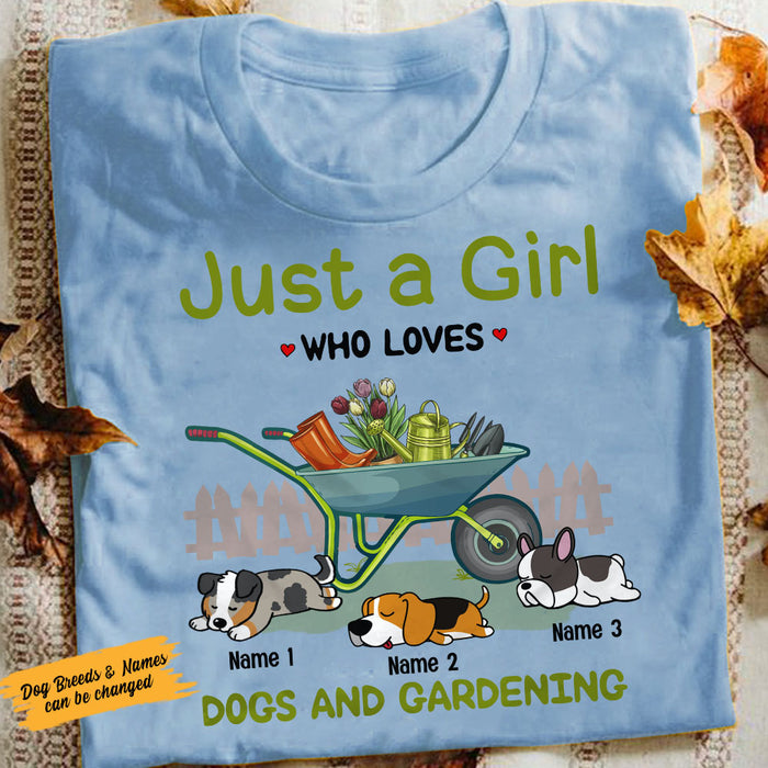 Personalized Just A Girl Loving Dogs & Gardening T Shirt MR171 95O58 1