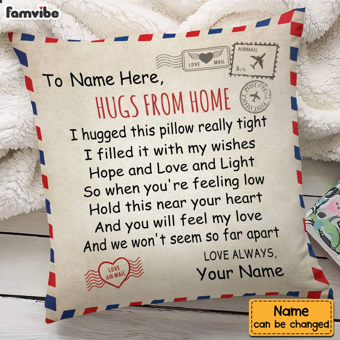 Personalized Hugs From Home Long Distance  Pillow SB295 85O34 1