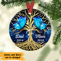 Personalized Butterfly Tree Memorial Mom Dad Circle Ornament NB121 81O47 thumb 1