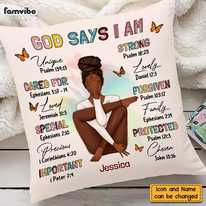 Personalized Gift For Daughter God Says I Am Bible Verses Pillow DB281 32O58 1