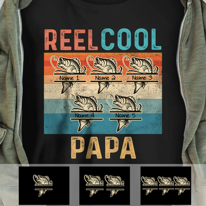 Father's day - Personalized Reel Cool Dad Shirt, Funny Fishing Father and  Kids Name TShirt, Gift For Papa Daddy Grandpa, Gift For Fishing