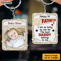 Personalized Gift for New Dad Wood Keychain 25284 thumb 1