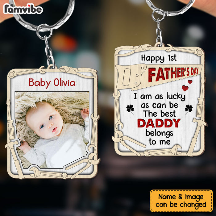 Personalized Gift for New Dad Wood Keychain 25284 1