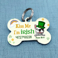 Personalized Dog Kiss Me Irish St Patrick's Day Bone Pet Tag JR203 81O58 thumb 1