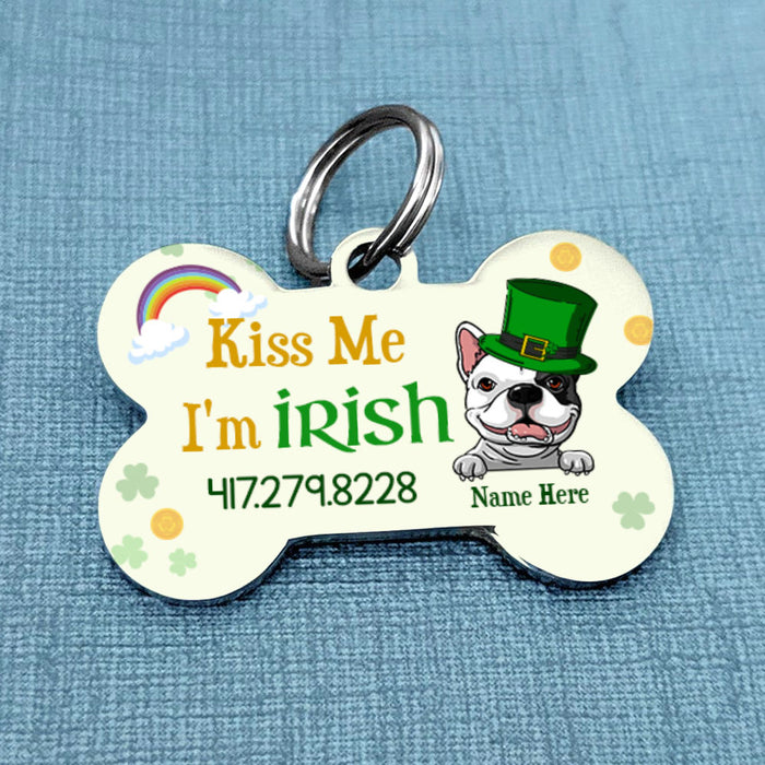 Personalized Dog Kiss Me Irish St Patrick's Day Bone Pet Tag JR203 81O58 1