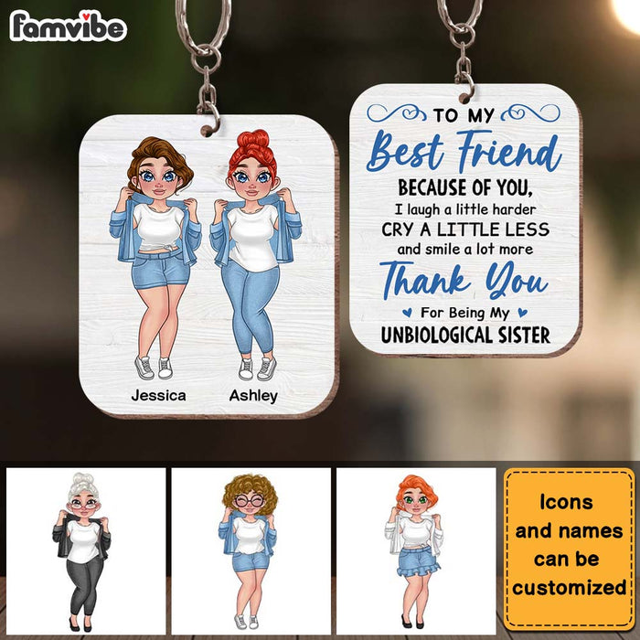 Personalized Friends Thank You Unbiological Sister Wood Keychain 24588 1