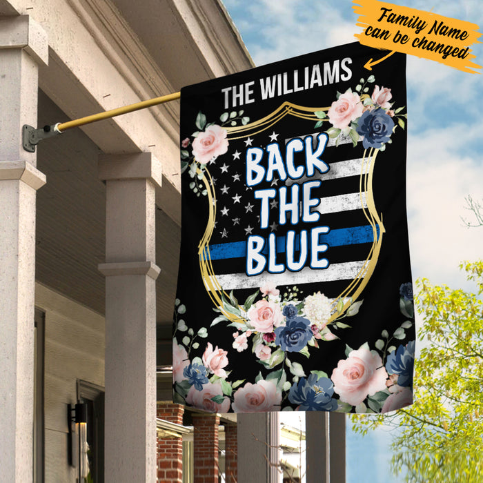 Personalized Back The Blue Police House Flag JL101 65O34 1