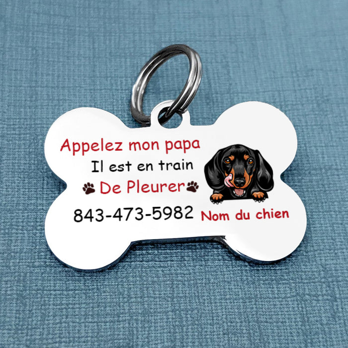 Personalized Dog Lost French Chien Bone Pet Tag AP92 81O34 1