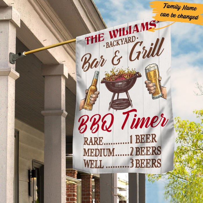 Personalized Backyard Bar And Grill Gardening Flag AG111 85O53 1