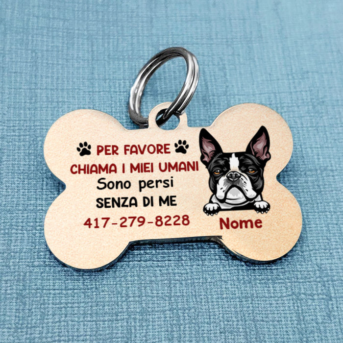 Personalized Dog Call My Humans Italian Cane Cagna Bone Pet Tag AP137 95O58 1