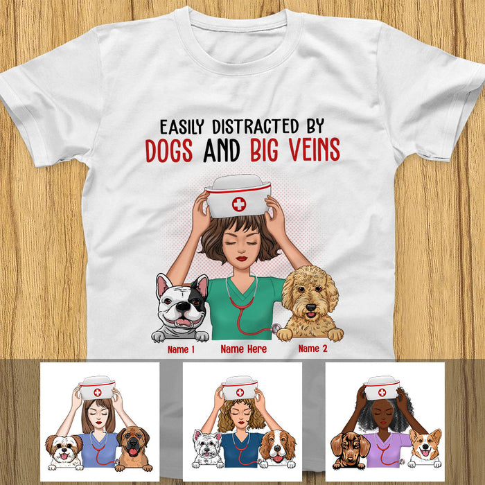 Personalized Easily Distracted By Dog And Nurse T Shirt MR41 65O60 1