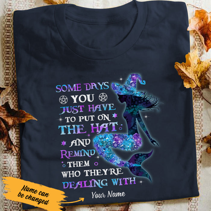 Personalized Mermaid Witch Put Your Hat On Halloween T Shirt AG271 26O47 1