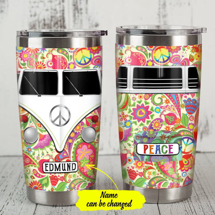 Personalized Hippie Car White Steel Tumbler JN222 73O65 1