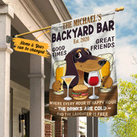 Personalized Happy Hour Dachshund Dog Backyard Bar Flag AG191 28O36 thumb 1