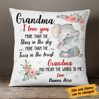 Personalized Grandma & Mom Elephant  Pillow NB192 95O58 (Insert Included) thumb 1