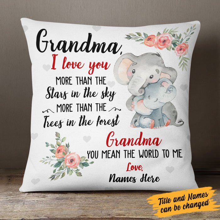 Personalized Grandma & Mom Elephant  Pillow NB192 95O58 (Insert Included) 1
