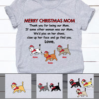 Personalized Merry Christmas Cat Mom T Shirt OB222 81O47 thumb 1