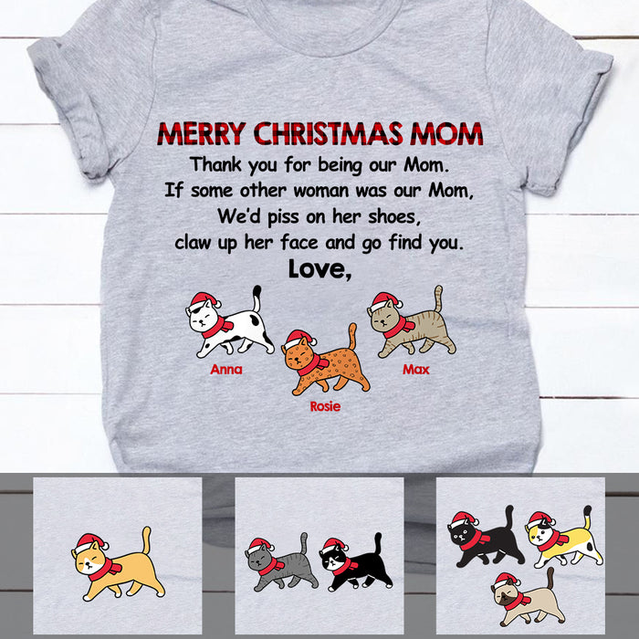 Personalized Merry Christmas Cat Mom T Shirt OB222 81O47 1