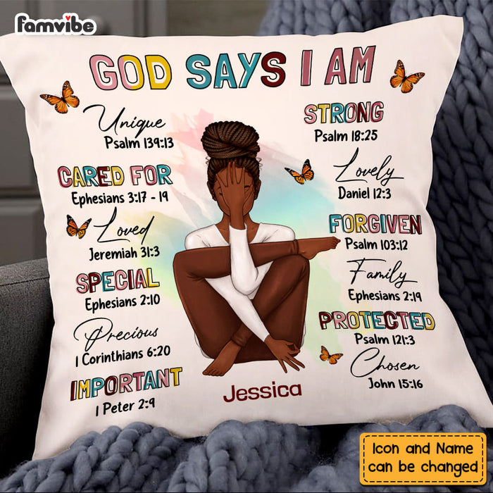 Personalized Gift For Daughter God Says I Am Bible Verses Pillow DB281 32O58 1