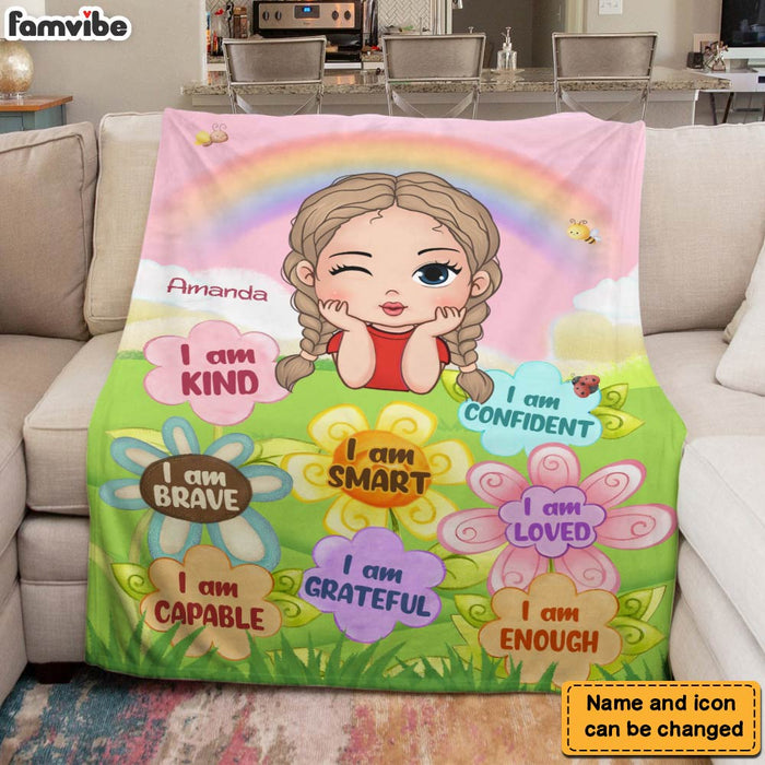 Personalized Inspiring Gift For Granddaughter I Am Kind Flower Garden Blanket 31390 1