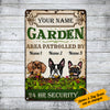 Personalized Garden Patrolled By Dog Metal Sign JN291 95O36 1