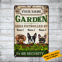 Personalized Garden Patrolled By Dog Metal Sign JN291 95O36 thumb 1