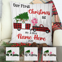 Personalized Red Truck Camper First Christmas Couple  Pillow SB252 95O58 (Insert Included) thumb 1
