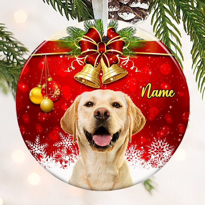 Personalized Dog Photo Christmas Circle Ornament NB133 87O53 1