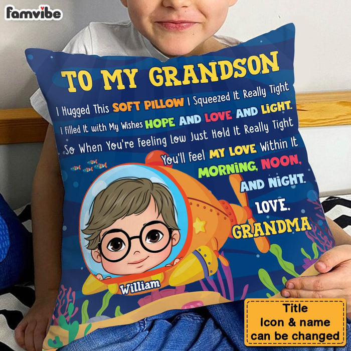 Personalized Gift For Grandson To My Grandson Submarine Ocean Theme Pillow 30858 1