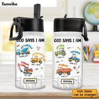 Personalized Gifts For Grandson Construction Machines I Am Kids Water Bottle 31433 thumb 1