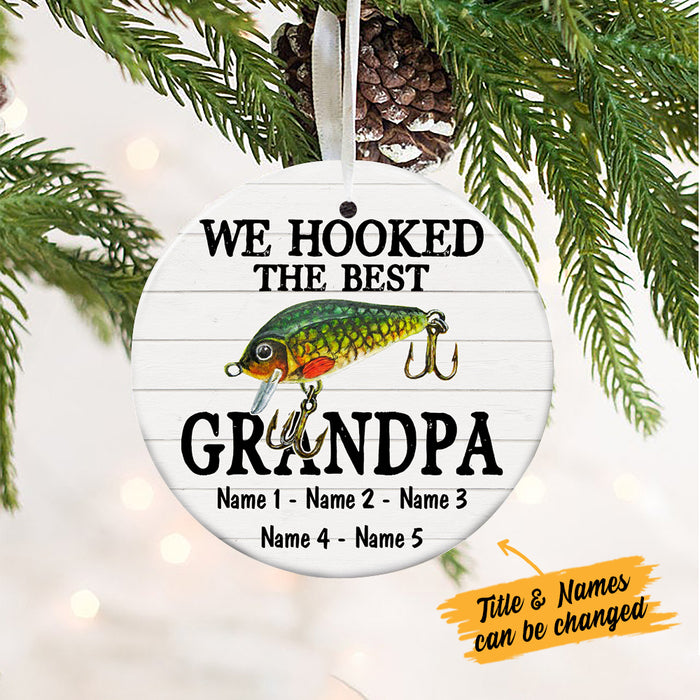Personalized Dad Fishing Hook  Circle Ornament DB21 95O36 1