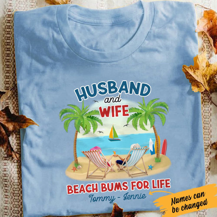 Personalized Husband & Wife Beach Bums White T Shirt JN272 95O47 1