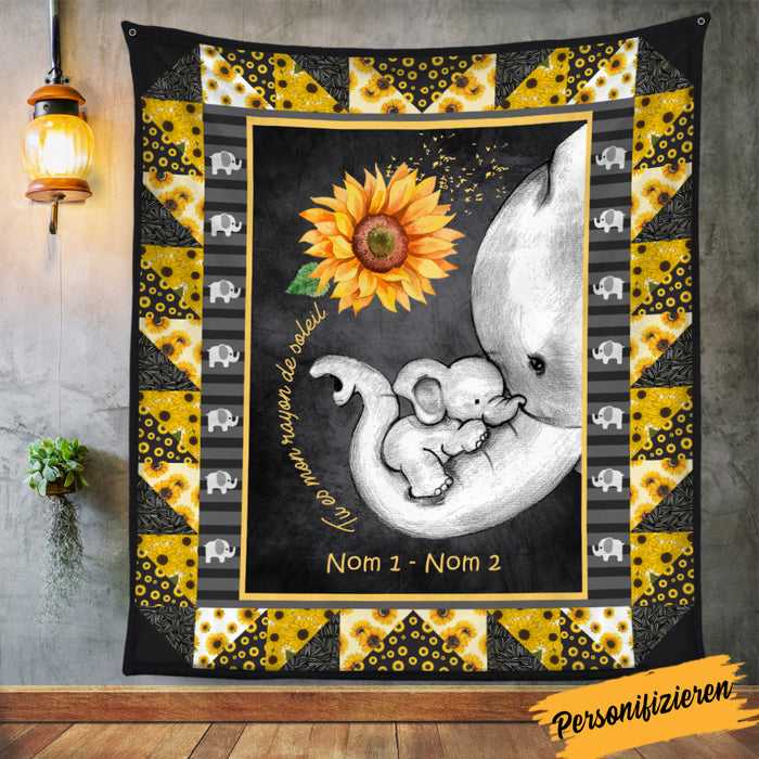 Personalized Elephant Mom Grandma French L'éléphant Maman Grand-mère Blanket AP1416 95O34 1