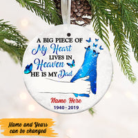 Personalized Heart Piece Butterfly Memorial Dad Circle Ornament NB111 30O47 thumb 1