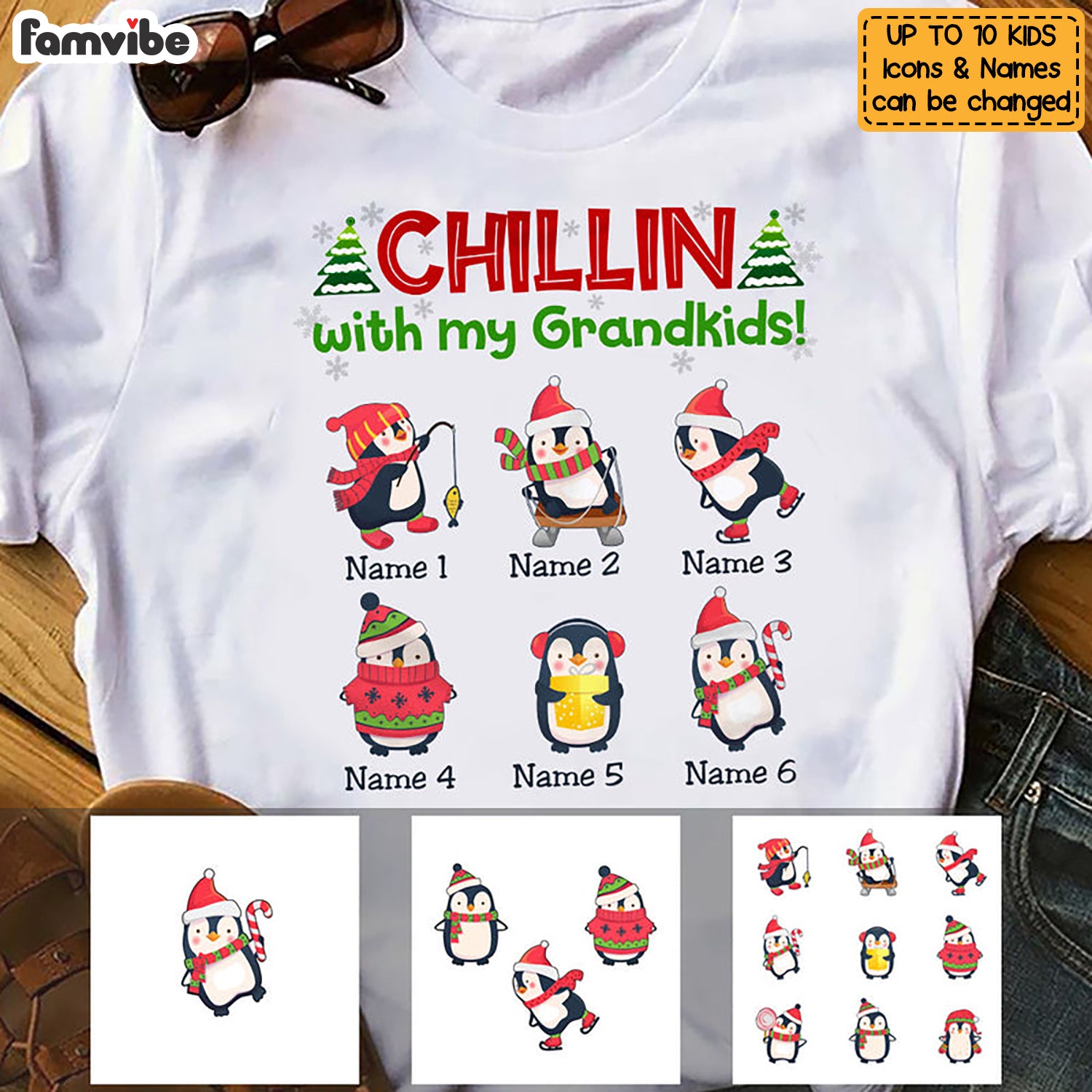 Personalized Grandma Christmas Chillin With Kids T Shirt OB81 81O53