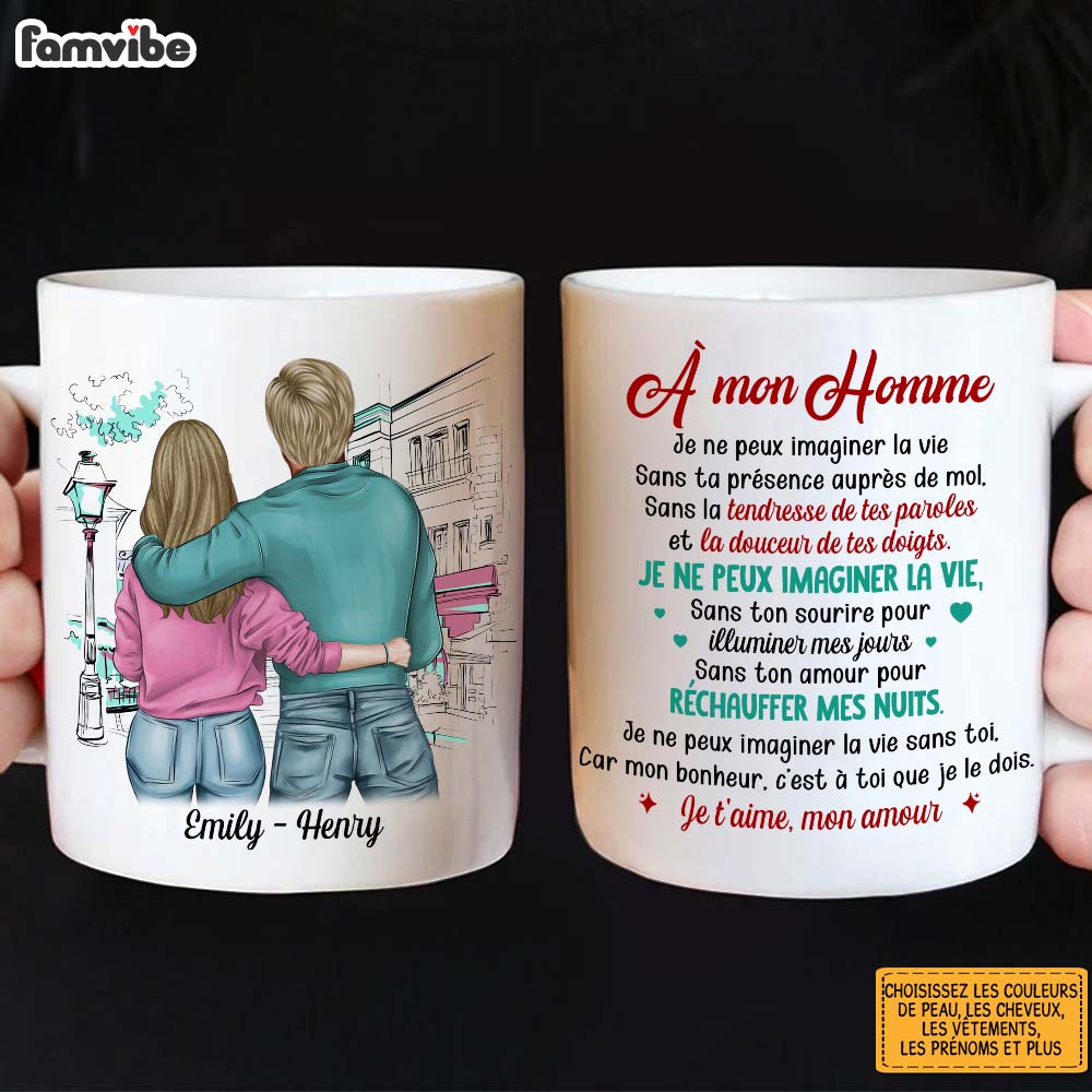 Personalized French Couples Gift Car Mon Bonheur, C'est À Toi Que Je Le Dois Mug 30804 Primary Mockup