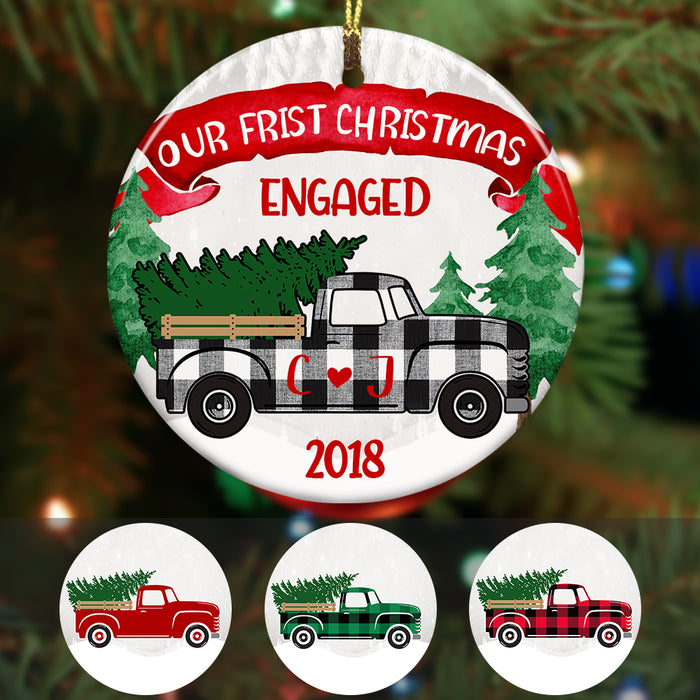 Personalized Red Truck Our First Christmas Couple Ornament OB171 67O36 1