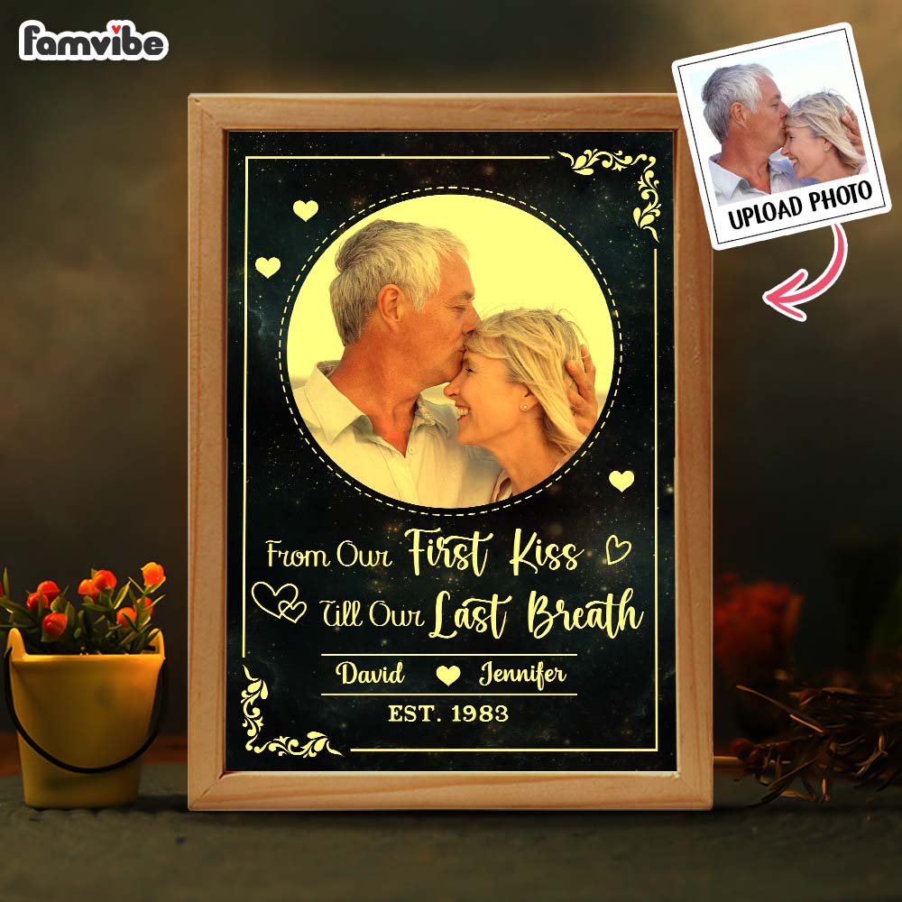 Personalized Gift For Couple From Our First Kiss Picture Frame Light Box 31541 Primary Mockup
